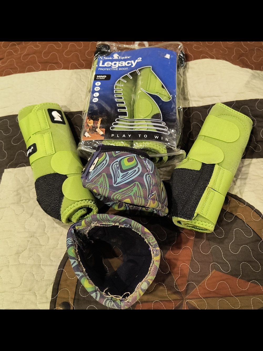Classic Equine Medium Lime Protective Horse Boots - Set